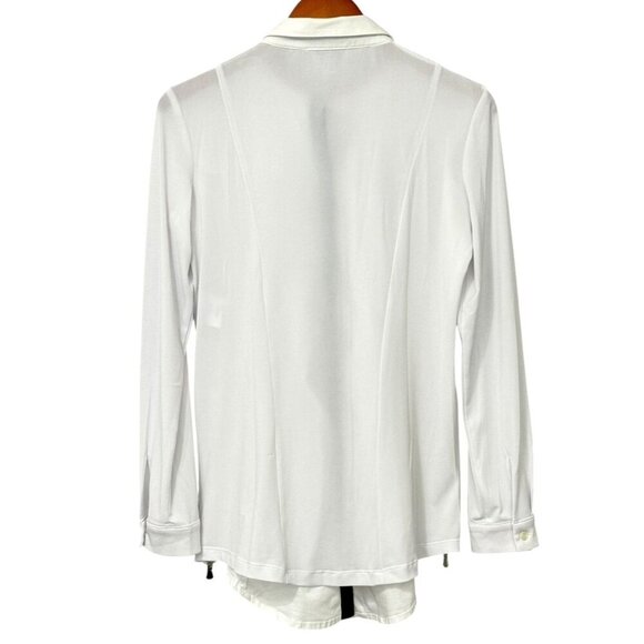 Anatomie Button Down Shirt White Mixed Fabric Zip Sides Long Slv Stretchy Size S - Picture 4 of 13